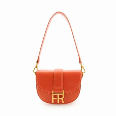 【FIRANO】母親節禮物 ORANGE Logo綴飾半圓型手提肩背包(橘色)