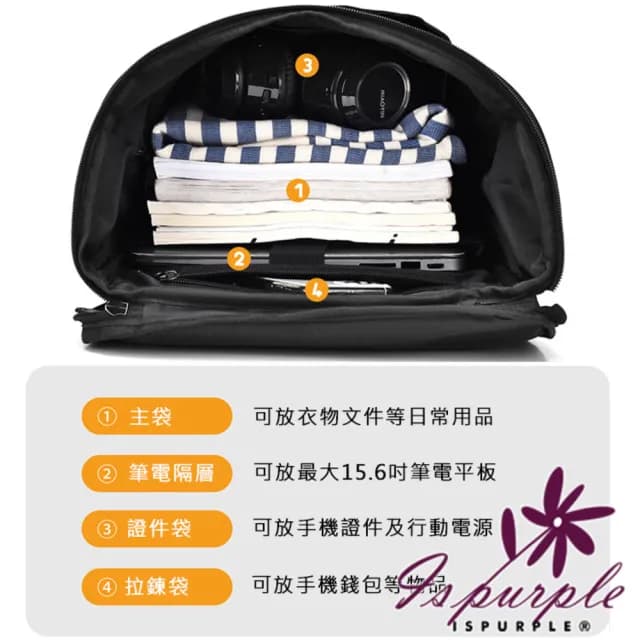 【iSPurple】父親節禮物 商務通勤 旅行休閒電腦包男士雙肩包(迷彩黑色)