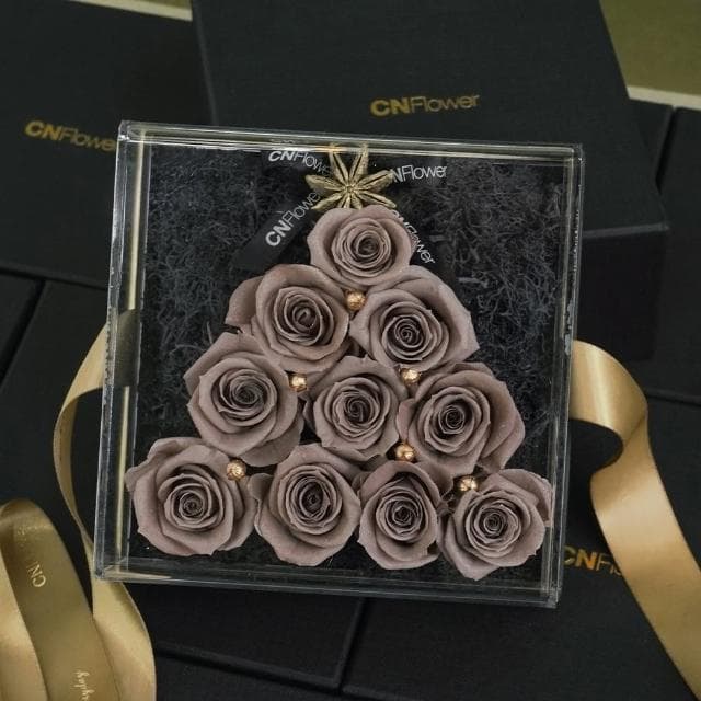 【CNFlower 西恩】ROSY CHRISTMAS TREE-灰棕 恆星花禮(送禮推薦/永生花/浪漫/驚喜/聖誕限定)