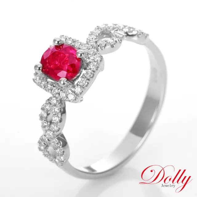 【DOLLY】18K金 緬甸紅寶石鑽石戒指(母親節 長輩送禮 交換禮物首選)