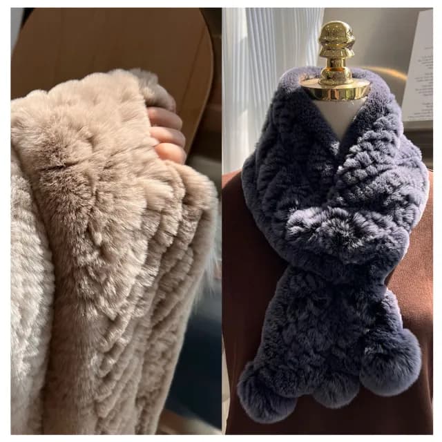【HaNA 梨花】韓國東大門現貨採購．真獺兔毛球球超保暖毛毛圍巾(現+預)