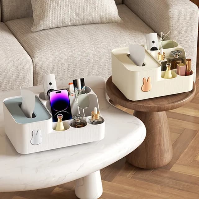 【Homeco】客廳創意抽紙盒 家用高級感紙巾盒 衛生紙收納 置物盒 面紙盒 交換禮物(多格收納)