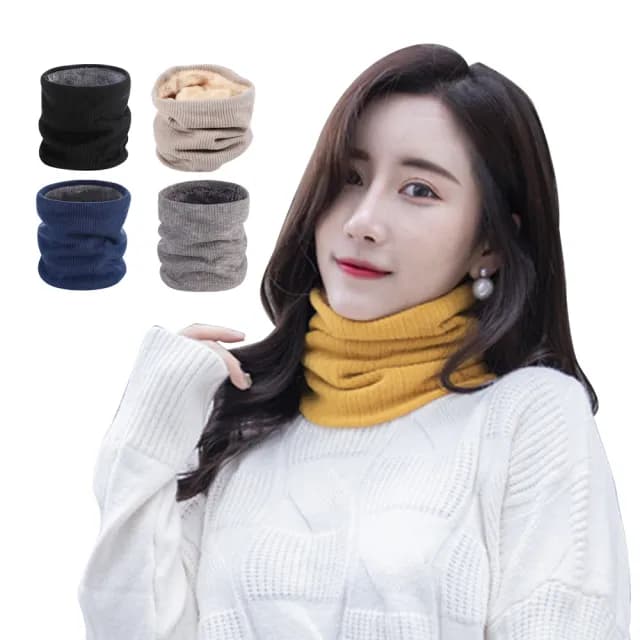 【QIDINA】韓式百搭雙層毛絨超保暖男女圍脖-B(脖圍巾 頭套 面罩 帽子)