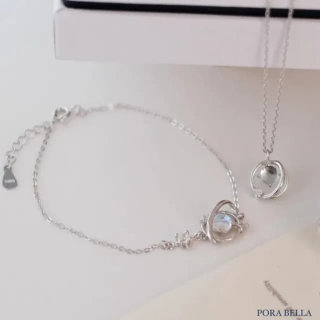 【Porabella】925純銀手鍊 星球手鍊 月光石手鍊 月光石項鍊 鋯石手鍊 情人節禮物 送女友 Bracelet