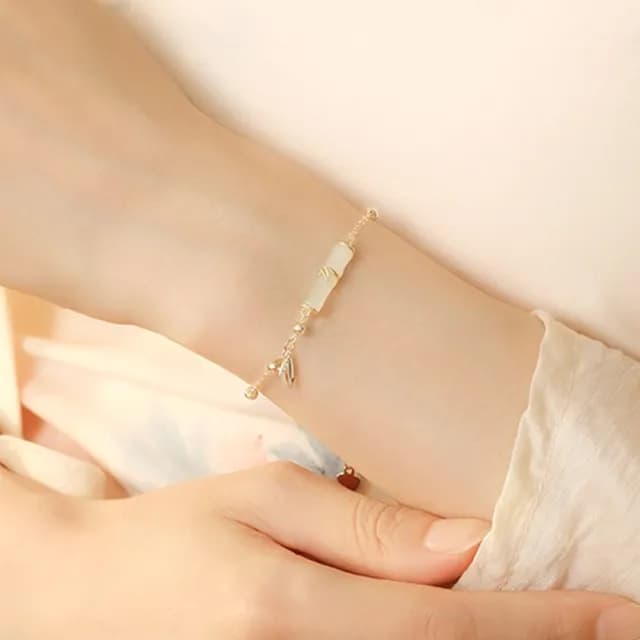 【LEEHER】雙11 寶石手鍊/竹節手鍊/純銀手鍊/猫眼石手鍊/手鍊/保平安/小眾設計/百搭飾品/開運手