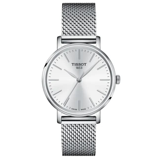 【TISSOT 天梭 官方授權】Everytime 經典雋永米蘭女錶-銀 手錶 送禮 推薦(T1432101101100)