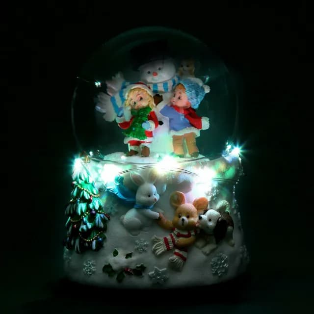 【JARLL 讚爾藝術】雪白派對 水晶球音樂盒(生日情人告白 結婚 聖誕禮物 交換禮物 聖誕裝飾)