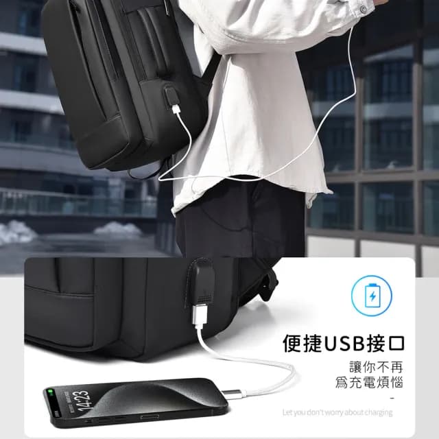 【好背客howback】父親節禮物 高質感防潑水上班通勤旅行雙肩包/擴充加大容量電腦後背包(防水包 15吋)