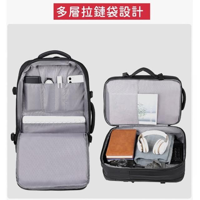 【好背客howback】母親節禮物 高質感防潑水上班通勤旅行雙肩包/180度開合擴充加大容量電腦後背包(15吋)