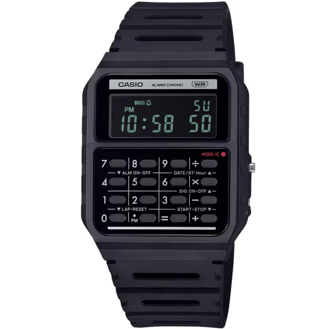 【CASIO 卡西歐】卡西歐DATA BANK 鬧鈴計算機電子錶-黑(CA-53WB-1B 台灣公司貨)