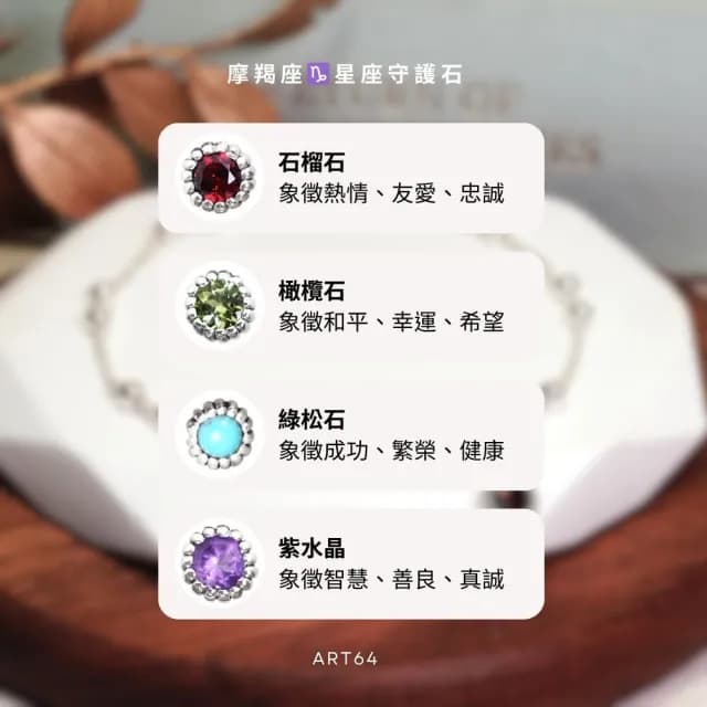 【ART64】摩羯座 星座守護石 925純銀手鍊(雙圓珠設計 女生手鍊 天然石 生日禮物)