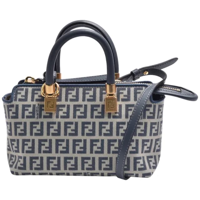 【FENDI 芬迪】經典By The Way FF帆布手提/斜背包(小-藍色8BS067-ARBN-F1NPH)