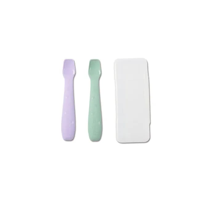 【2angels】矽膠餵食湯匙2入 附收納盒(矽膠湯匙 學習湯匙 副食品餐具)