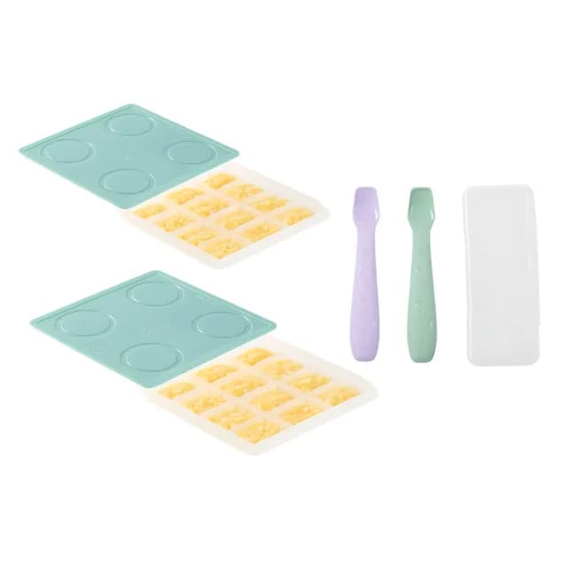 【2angels】矽膠副食品製冰盒15ml  2件+餵食湯匙(副食品分裝盒 冰磚塊盒 寶寶餐具)