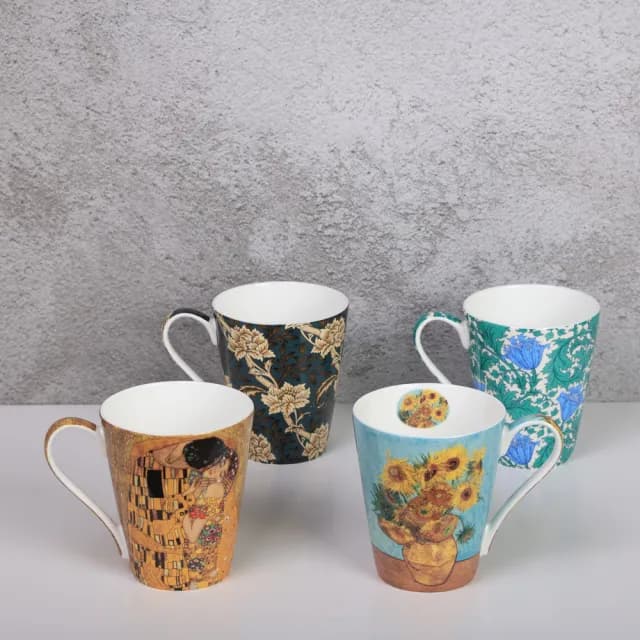 【Royal Duke】梵谷油畫-骨瓷馬克杯4入禮盒組(禮盒 入厝禮 入厝 骨瓷 馬克杯 咖啡杯 杯 交換禮物)