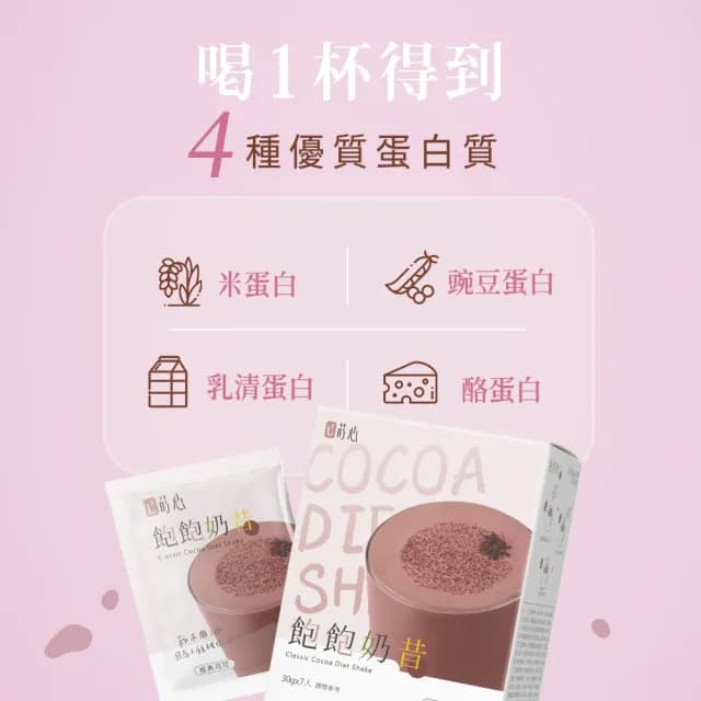 【蒔心】飽飽奶昔 經典可可 1盒組(7入/盒-巧克力/可可/高蛋白/膳食纖維/早餐/代餐/窈窕)