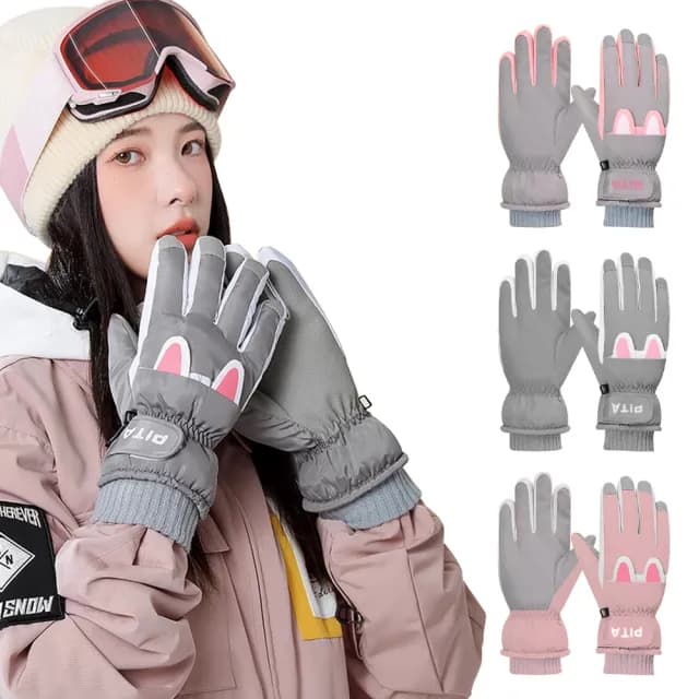 【TLYS-J】佑遊兔耳加絨保暖機車手套 戶外騎行手套 登山手套 防潑水 男女滑雪手套(彈力鬆緊袖口 交換禮物)