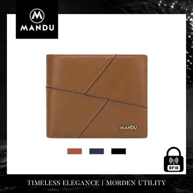 【MANDU漫度】雙11 義式經典 防RFID盜刷拼接男士零錢包/皮夾/短夾