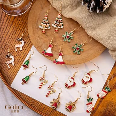 【Golicc】聖誕老公公 耳環套組(七夕 情人節 生日 飾品 耳釘 耳飾 耳墜 禮物)