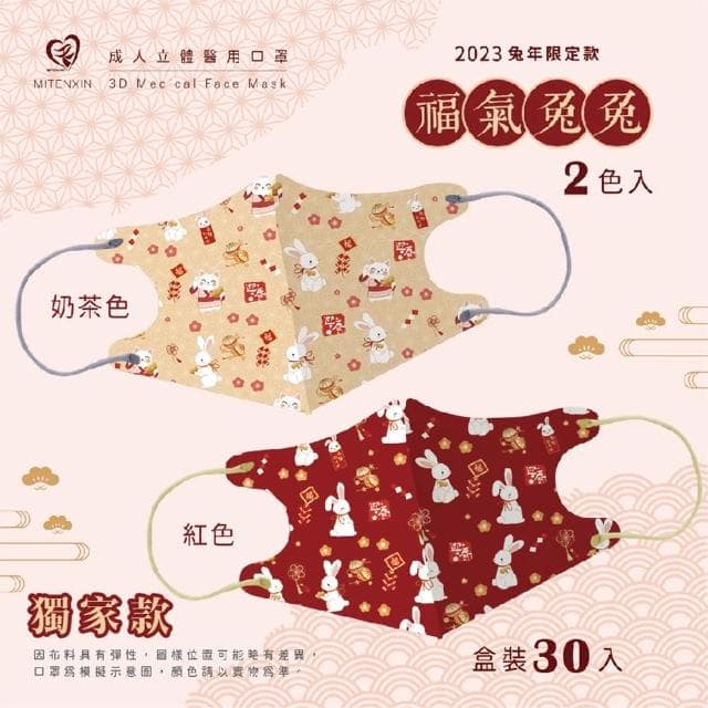 【盛籐】2024聖誕節 3D成人立體醫療口罩 龍年 過年 口罩(交換禮物)