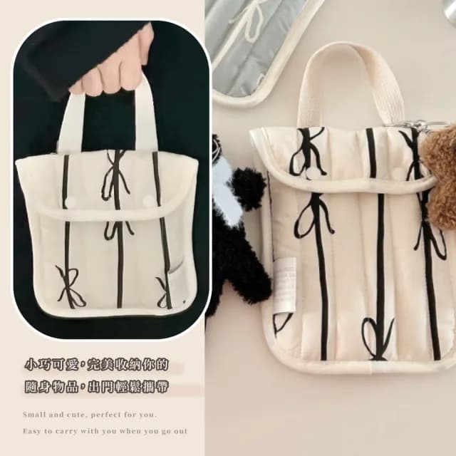 【可愛出門】父親節禮物 韓系ins蝴蝶結手提包(小包包 側背包 女用包 零錢包 外出 旅遊 雜物收納)