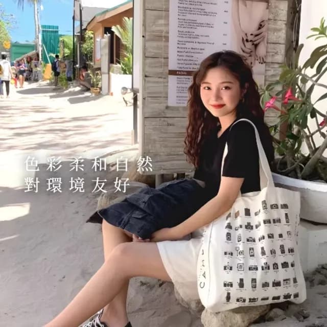 【相機圖鑑】父親節禮物 復古相機大容量帆布包(手提袋 收納包 購物環保袋 肩背包 日系厚帆布包 學生)
