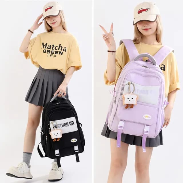 【MoonDy】父親節禮物 包包 大學生背包 可愛背包 奶茶色包包 大容量後背包 雙肩包 日系包包 防潑水包 行李