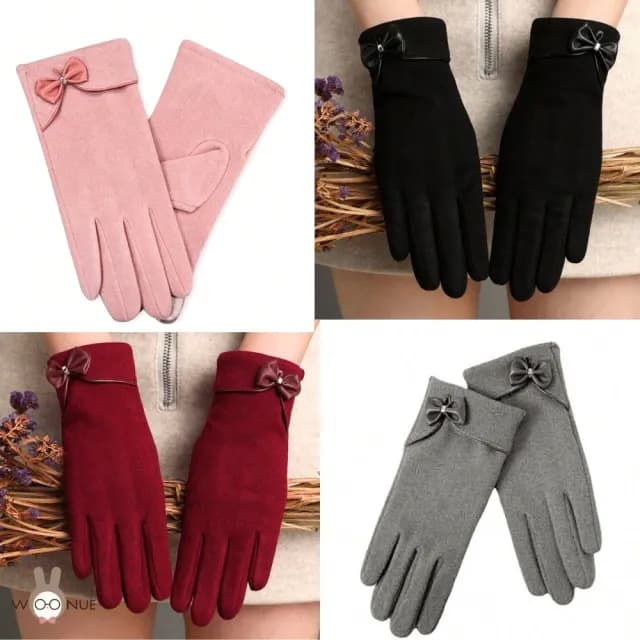 【WOONUE】超高質感保暖可觸控手套親膚保暖羊毛防寒雙層(女兒老婆女友情人母親聖誕禮物節生日禮物)
