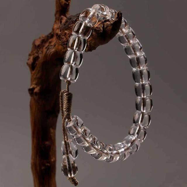 【MoonDy】母親節禮物 手環 水晶手鍊 桶珠 白水晶 飾品 招財納福 招桃花 招財水晶 男女同款 手鍊串珠 情侶