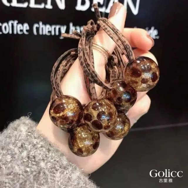 【Gulicc】冰裂豹紋 簡約圓球髮圈 髮繩(雙11 聖誕節 生日 髮飾 頭飾 大腸圈 髮夾 禮物)