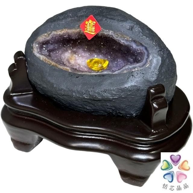 【恬芯晶品】S18精選烏拉圭紫晶洞0.43KG錢袋子(圓洞聚財招財貴人開運風水帝王紫水晶新居禮物補財庫聖誕節)