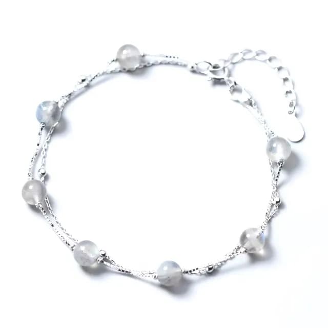 【戀人之石】溫柔S925純銀雙鍊月光石手鍊(925銀飾 水晶手鍊 手串 手鐲 女生 生日禮物)