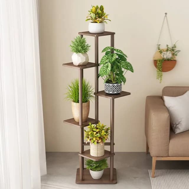 【姿竹旗艦店】加固 胡桃色 6層(花架 置物架 花盆架 盆栽架 植物架子 預購15天)
