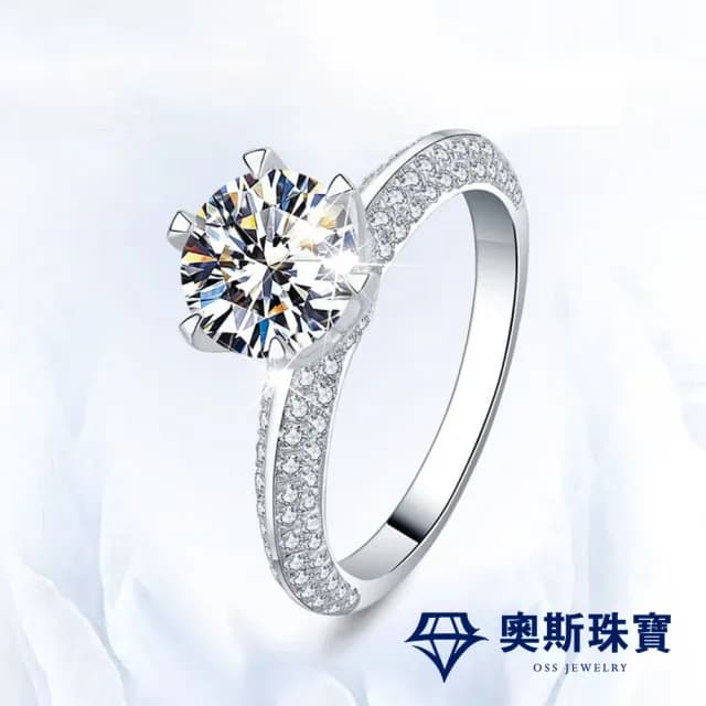 【台北奧斯珠寶】情人節禮物 莫桑石 莫桑鑽 1克拉方款婚戒 女戒子 求婚 訂婚 戒指OSS16(女戒子 莫桑戒指 戒
