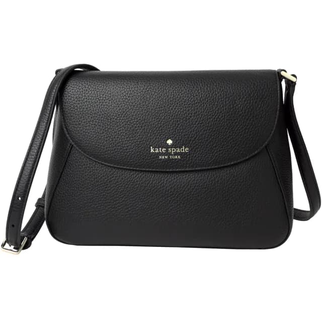 【KATE SPADE】Monica黑色皮革中款斜背包