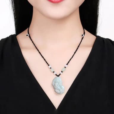 【MoonDy】項鍊 玉珮 吊墜 玉石項鍊 貔貅 招財項鍊 保平安 翡翠 護身符 如意 男女同款 送媽媽 生日禮物
