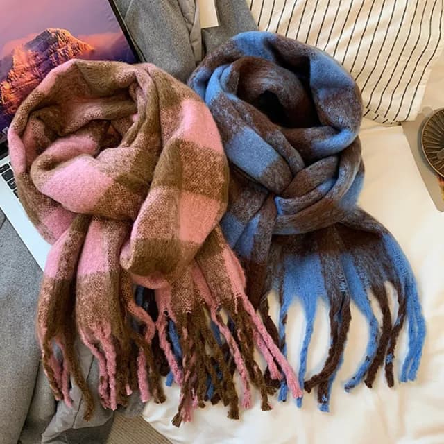 美拉德加厚圍巾 韓版圍巾 情侶圍巾(仿羊絨圍巾/帽子/披肩)