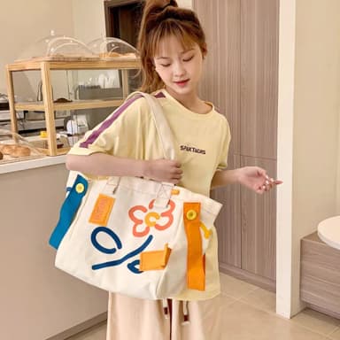 【MoonDy】包包 肩背包 學生包包 帆布托特包 大容量肩背包 白色包包 通勤包 手提購物袋 可愛包包 小禮物