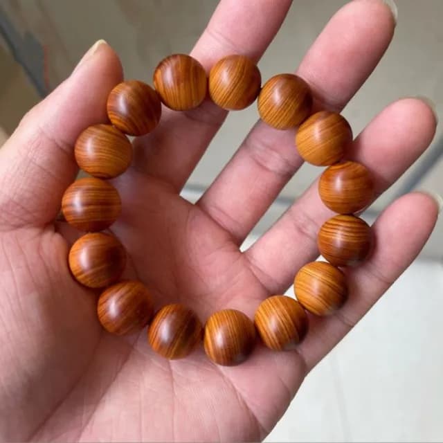 【Penny珮妮】太行陳化崖柏紅油橫紋佛珠手鍊15mm(母親節禮物/交換禮物/送女友/送男友/生日禮物/情人節)