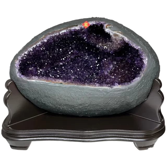 【恬芯晶品】S57精選烏拉圭紫晶洞7.45KG錢袋子(圓洞聚財招財貴人開運風水帝王紫水晶新居禮物補財庫聖誕節)