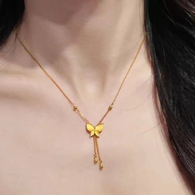 【Penny珮妮】沙金蝴蝶流蘇項鍊(生日禮物/母親節/送閨蜜/交換禮物/情人節/送女友)