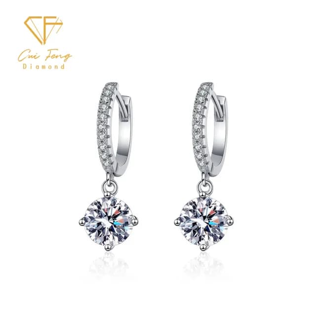 【CF鑽飾】耳環 莫桑鑽《微鑲四爪》(雙11限定 耳釘 耳針 耳飾 聖誕 交換禮物 生日 求婚)