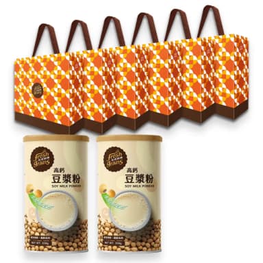 【長青穀典】橙雙成對-高鈣豆漿粉禮盒 6盒組(全素 高蛋白 鈣質 穀粉 沖泡 年節 伴手禮 企業送禮 春節禮盒)