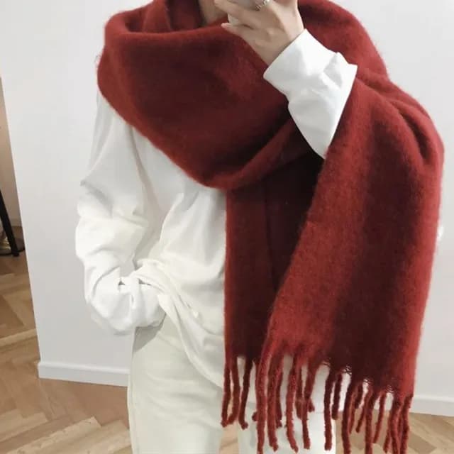 【KT DADA】情人節禮物 馬海圍巾 加厚圍脖 格子圍巾 毛絨圍巾 素色圍巾 發熱圍巾 防風披巾 圍巾 披巾 厚圍