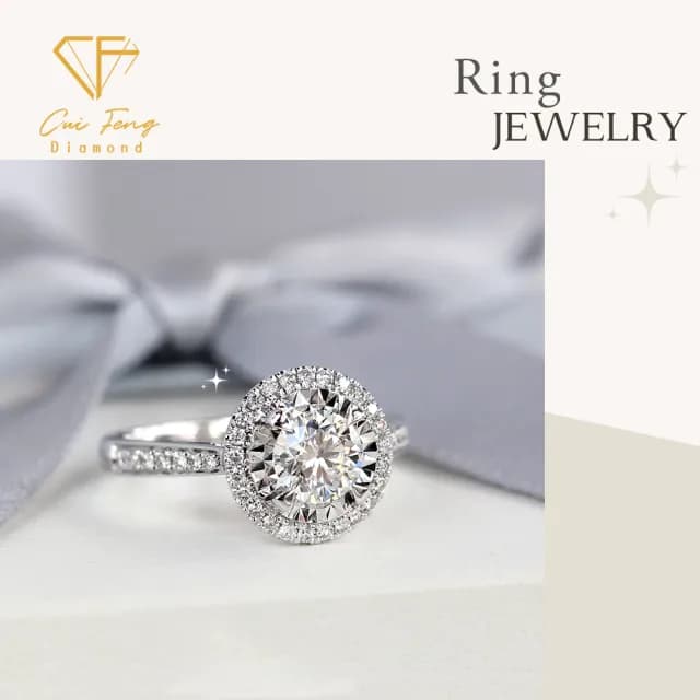 【CF鑽飾】戒指 莫桑鑽《微鑲圓包》(1克拉 雙11限定 女戒 鑽戒 聖誕 交換禮物 求婚 生日)