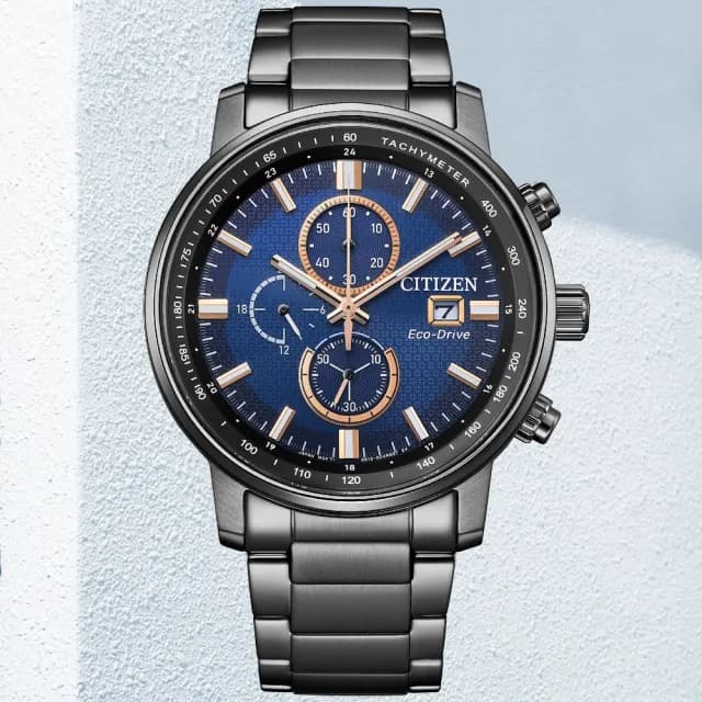 【CITIZEN 星辰】Chronograph系列 型男必備 光動能三眼計時腕錶 七夕 情人節 送禮 推薦(CA0845-83L)