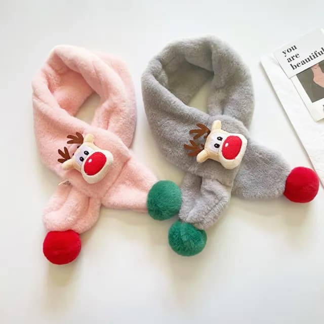 【橘魔法】可愛麋鹿公仔娃娃保暖圍脖(圍巾 聖誕  過年 喜宴 新年 寒流 保暖 兒童 女童 男童 交換禮物)