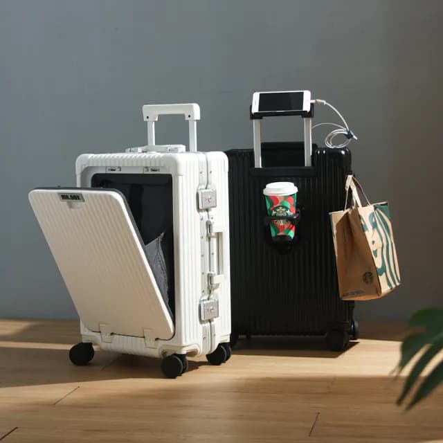 【Mr.Box】20吋前開式鋁框行李箱登機箱(兩色可選)