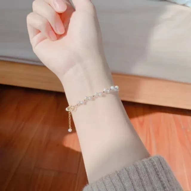 【A&R】輕奢華典雅天然珍珠14K金手鍊附精美禮盒(百搭 簡約 氣質 情人節 生日 禮物)