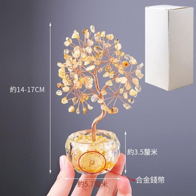 【Paiya 派亞】鑽石碗七彩水晶碎石發財樹水晶生命樹家居辦公招財樹(送禮好物/交換禮物)